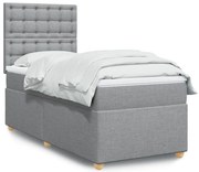 vidaXL Cama com molas/colchão 90x190 cm tecido cinzento-claro