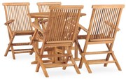vidaXL 5 pcs conjunto jantar dobrável p/ exterior madeira teca maciça