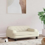 vidaXL Cama para cães 70x45x30 cm couro artificial cor creme