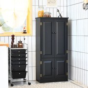 Roupeiro Porta Dupla Vertical  com Prateleira Ajustável Antiderrapante Organizador para Sala de Estar Quarto Casa de Banho Preto