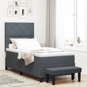 Cama Box Spring com Colchão &amp; Banco Cinza Escuro 90x200 cm Veludo