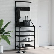 vidaXL Bengaleiro c/ arrumação de calçado 70x34x184 cm preto