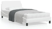 vidaXL Estrutura cama c/ cabeceira 100x200 cm couro artificial branco