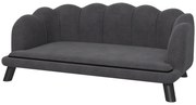 PawHut Sofá para Cães Médios Sofá Cama para Animais de Estimação em Veludo com Pés de Madeira 98,5x60,5x35,5 cm Cinza Escuro | Aosom Portugal
