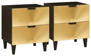 vidaXL Armário de Cabeceira 2 pcs Preto e Ouro 40 x 33,5 x 46 cm