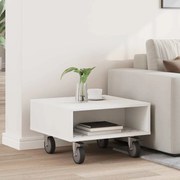 vidaXL Mesa Lateral com Rodas Branco 50,5 x 50 x 30 cm