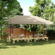 vidaXL Tenda p/ festas pop-up dobrável 580x292x315cm cinza-acastanhado