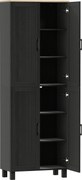 HOMCOM Armário Despensa de Cozinha em Madeira com 5 Prateleiras Ajustáveis e 4 Portas, 60x30x170.5 cm, Preto | Aosom Portugal
