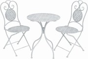 vidaXL 3 pcs conjunto bistrô em aço branco acinzentado