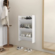 vidaXL Sapateira de parede 60x18x90 cm contraplacado branco