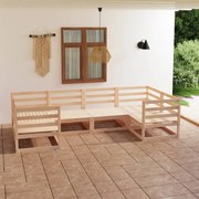 6 pcs conjunto lounge de jardim pinho maciço