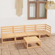 5 pcs conjunto lounge de jardim pinho maciço