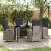 vidaXL Conjunto de Jantar de Jardim com 5 peças em rattan sintético cinza claro
