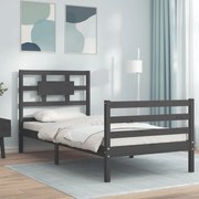 Estrutura de cama com cabeceira 100x200cm madeira maciça preto