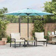vidaXL Guarda-sol de jardim com poste de aço 288x288x225 cm azul