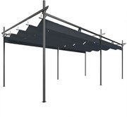 Outsunny Pérgola com Teto Retrátil de Alumínio 588x297x230 cm Pérgola com Tecido de Poliéster Anti UV Pérgola de Jardim Cinzento Escuro | Aosom Portugal