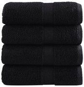 vidaXL Toalhas de rosto premium SOLUND 4 peças pretas 30x30 cm 600 g/m²