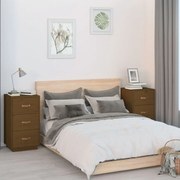 vidaXL Mesas de cabeceira 2 pcs 40x40x75 cm pinho maciço castanho mel
