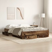 Estrutura de Cama com Gavetas Madeira Envelhecida