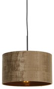 Candeeiro de suspensão moderno preto com cúpula castanha 35 cm - Combi Moderno
