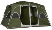 Outsunny Tenda de Campismo Familiar para 4-8 Pessoas com 2 Quartos Ten