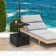 Base de guarda-sol com rodas e Tabuleiro de mesa para exterior Adequado para postes de 38/48 mm Recarregável com água 55L Areia 80kg
