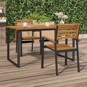 vidaXL Cadeiras de jardim empilháveis 2 pcs acácia maciça e metal