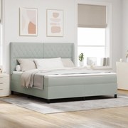 Cama de Box Spring vidaXL com Colchão e Luz LED Cinza Claro 180x200 cm Veludo