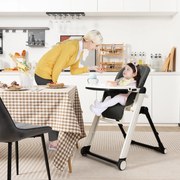 Cadeira alta dobrável para bebês com altura ajustável e reclinável - Cinza