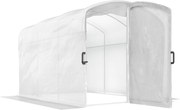 Outsunny Estufa túnel de jardim 6m², estufa túnel 300x200x195cm cobertura PE 220 g/m² bordas prolongadas 50 cm com porta branco | Aosom Portugal