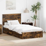 vidaXL Cama com Armazenamento Carvalho Defumado 100 x 200 cm