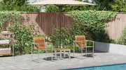 Chaise Longue com Cadeiras de Jardim 3 pcs Madeira de Teca Maciça