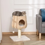 Árvore Arranhador para Gatos Pequena Altura 66cm Torre de Escalada para Gatos com Caverna de Junco Cama Superior Almofadas Poste Arranhador de Sisal e