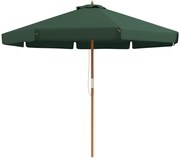 Outsunny Chapéu de Sol de Jardim Ø325x250 cm Chapéu de Sol de Madeira com Sistema de Polea e 8 Hastes de Bambú Verde