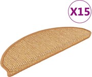 vidaXL Tapetes escada adesivos aspeto sisal 15 pcs cor de sisal