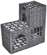 vidaXL Ninho/casa/arranhador p/ animais com almofadão salgueiro