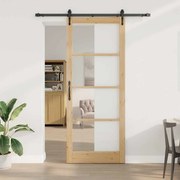 Porta Deslizante vidaXL com Conjunto de Ferragens 83x232 cm Madeira Sólida de Pinus