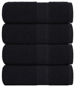 vidaXL Toalhas de rosto 4 peças FROGN pretas 30x30 cm 100% algodão