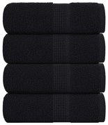 vidaXL Toalhas de rosto FROGN 4 peças pretas 30x30 cm 360 g/m²