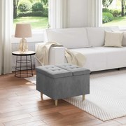 vidaXL Puff de armazenamento Cinza Escuro 60 x 60 x 45 cm Veludo