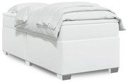 Cama com molas/colchão 90x190 cm couro artificial branco