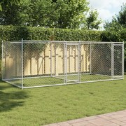 Jaula para cão com portas 4x2x1,5 m aço galvanizado cinzento