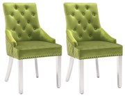 Cadeiras de jantar 2 pcs veludo verde-claro