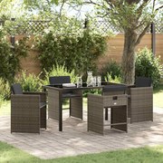 vidaXL Conjunto de Jantar de Jardim com Almofadas Cinza Rattan PE