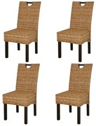 vidaXL Cadeiras de jantar 4 pcs vime kubu e madeira de mangueira