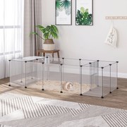 Cerca para Animais de Estimação DIY com 20 Painéis Parque para Pequenos Animais Modular 175x70x45 cm Translúcido