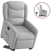 vidaXL Poltrona reclinável elevatória tecido cinzento-nublado