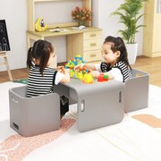 Mesa e cadeiras para crianças com tampo espesso e superfície lisa para casa, escola, jardim de infância 68,5 x 40 x 50 cm Cinzento