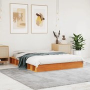 Cama sem colchão 140x200 cm madeira pinho maciça castanho-mel