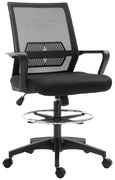 Vinsetto Cadeira de Escritório Assento Alto Ajustável 64x59x104-124 cm Bancode Escritório Giratória 360° Malha Respirável Preto | Aosom Portugal